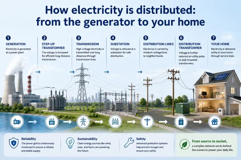Cum se distribuie electricitatea: de la generator la casa ta?
